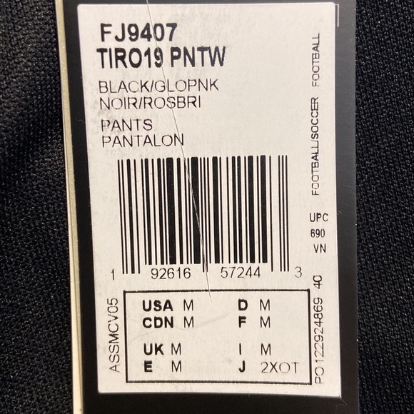 Adidas Football Fit Pants - Size 12-14, Black with Light Pink Stripes - Picture 4 of 4